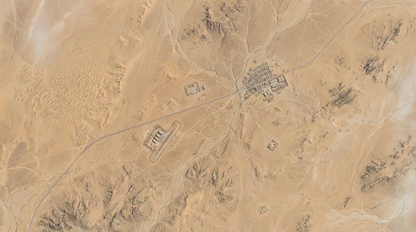 Desert compound satellite map for mission simulation